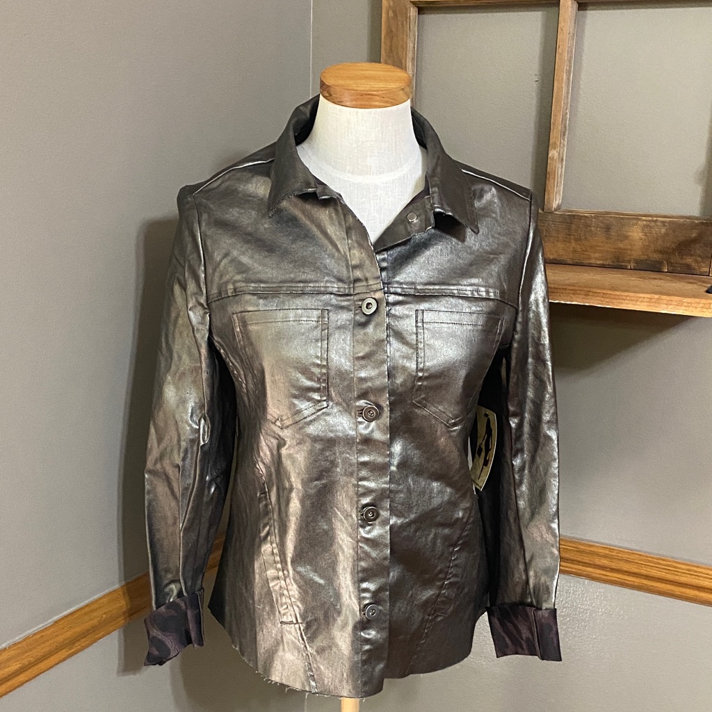 Lola & Sophie Foil Pewter Women's Jacket Size Large